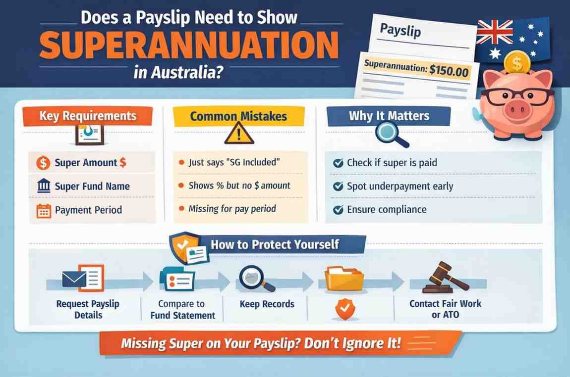 Does a payslip need to show superannuation in Australia